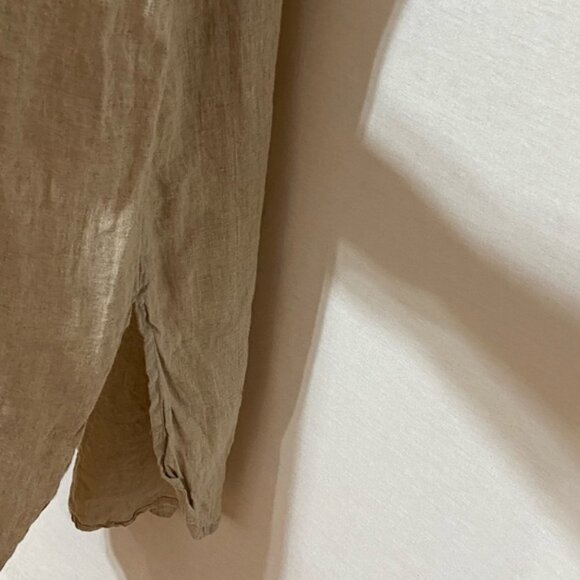 Q-4 Flax by Jeanne Engelhart 100% Linen Vintage Cream Maxi Dress Size M - Picture 8 of 14